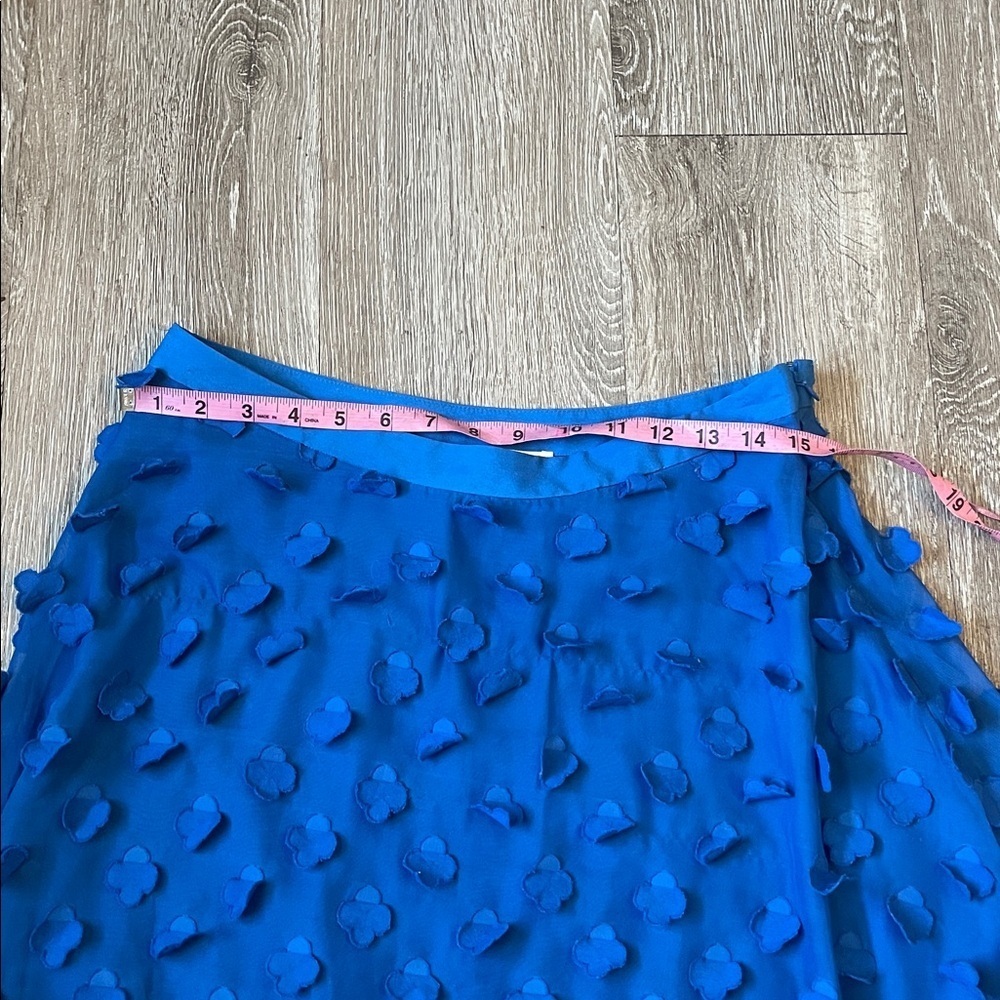 Anthropologie Maeve Blue Floral flower appique Midi Skirt size 10 - Picture 4 of 7